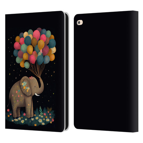 JK Stewart Art Elephant Holding Balloon Leather Book Wallet Case Cover For Apple iPad Air 2 (2014)