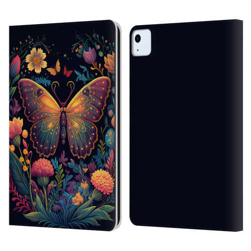 JK Stewart Art Butterfly In Night Garden Leather Book Wallet Case Cover For Apple iPad Air 2020 / 2022