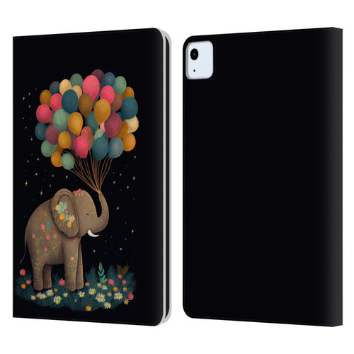 JK Stewart Art Elephant Holding Balloon Leather Book Wallet Case Cover For Apple iPad Air 2020 / 2022