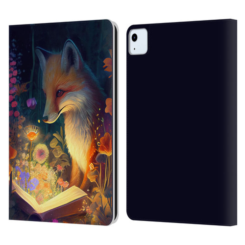 JK Stewart Art Fox Reading Leather Book Wallet Case Cover For Apple iPad Air 2020 / 2022