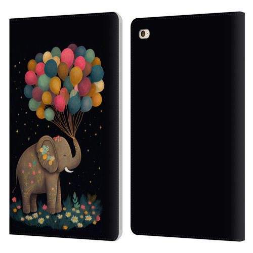 JK Stewart Art Elephant Holding Balloon Leather Book Wallet Case Cover For Apple iPad mini 4
