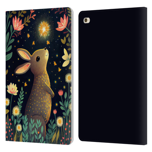 JK Stewart Art Rabbit Catching Falling Star Leather Book Wallet Case Cover For Apple iPad mini 4