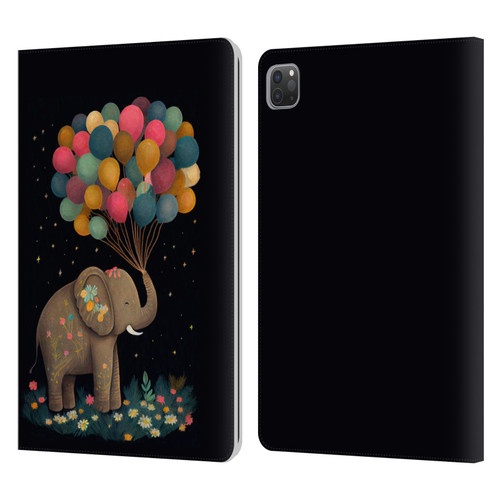 JK Stewart Art Elephant Holding Balloon Leather Book Wallet Case Cover For Apple iPad Pro 11 2020 / 2021 / 2022