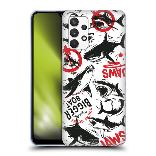 Jaws Art Pattern Doodle Soft Gel Case for Samsung Galaxy A32 (2021)