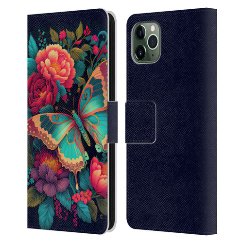 JK Stewart Art Butterfly And Flowers Leather Book Wallet Case Cover For Apple iPhone 11 Pro Max