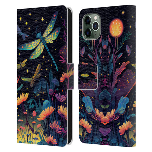 JK Stewart Art Dragonflies In Night Garden Leather Book Wallet Case Cover For Apple iPhone 11 Pro Max