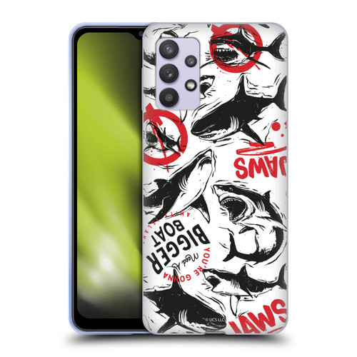 Jaws Art Pattern Doodle Soft Gel Case for Samsung Galaxy A32 5G / M32 5G (2021)