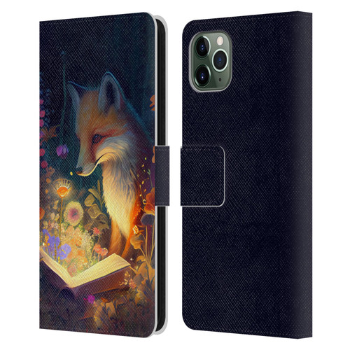 JK Stewart Art Fox Reading Leather Book Wallet Case Cover For Apple iPhone 11 Pro Max