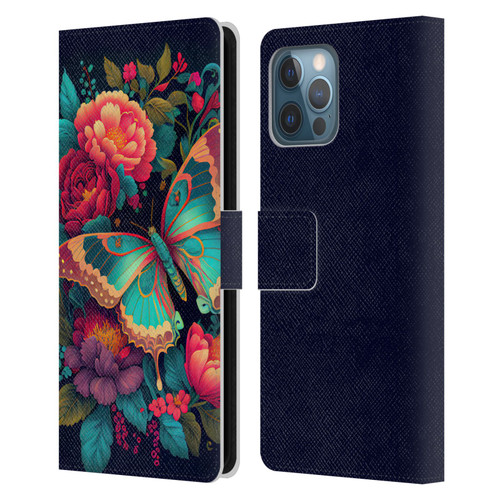 JK Stewart Art Butterfly And Flowers Leather Book Wallet Case Cover For Apple iPhone 12 Pro Max
