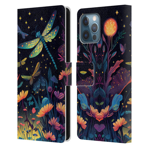 JK Stewart Art Dragonflies In Night Garden Leather Book Wallet Case Cover For Apple iPhone 12 Pro Max