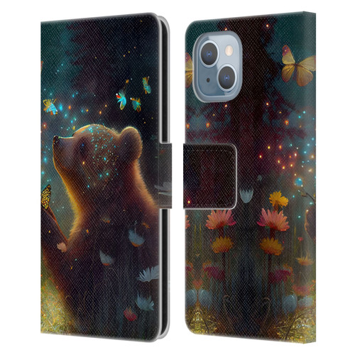 JK Stewart Art Bear Leather Book Wallet Case Cover For Apple iPhone 14