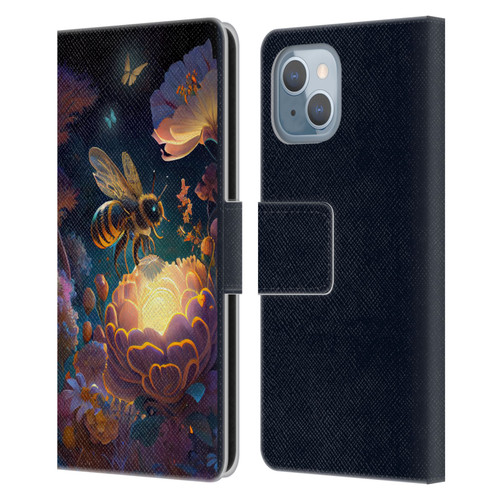 JK Stewart Art Bee Leather Book Wallet Case Cover For Apple iPhone 14