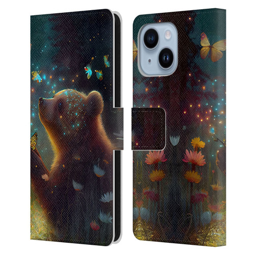 JK Stewart Art Bear Leather Book Wallet Case Cover For Apple iPhone 14 Plus