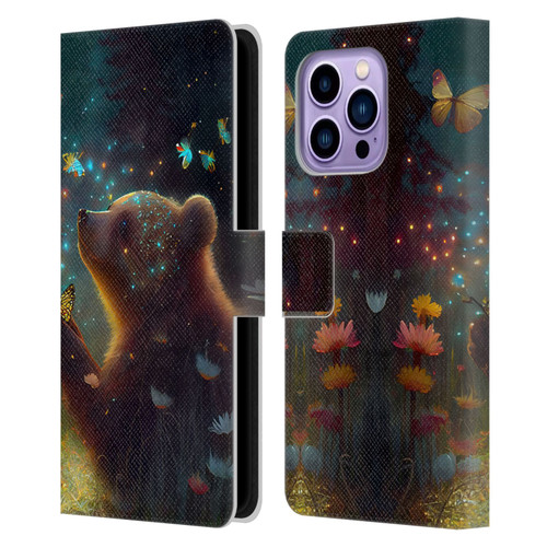 JK Stewart Art Bear Leather Book Wallet Case Cover For Apple iPhone 14 Pro Max