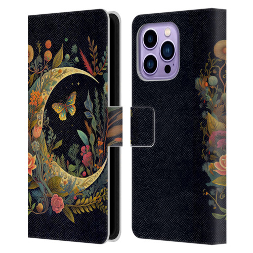 JK Stewart Art Crescent Moon Leather Book Wallet Case Cover For Apple iPhone 14 Pro Max