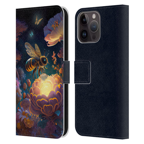 JK Stewart Art Bee Leather Book Wallet Case Cover For Apple iPhone 15 Pro Max