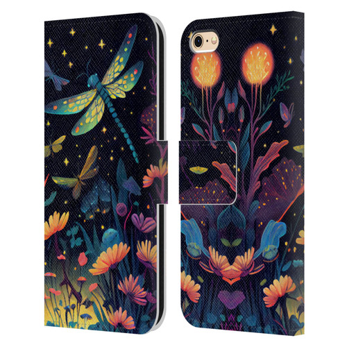 JK Stewart Art Dragonflies In Night Garden Leather Book Wallet Case Cover For Apple iPhone 6 / iPhone 6s