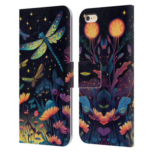 JK Stewart Art Dragonflies In Night Garden Leather Book Wallet Case Cover For Apple iPhone 6 Plus / iPhone 6s Plus