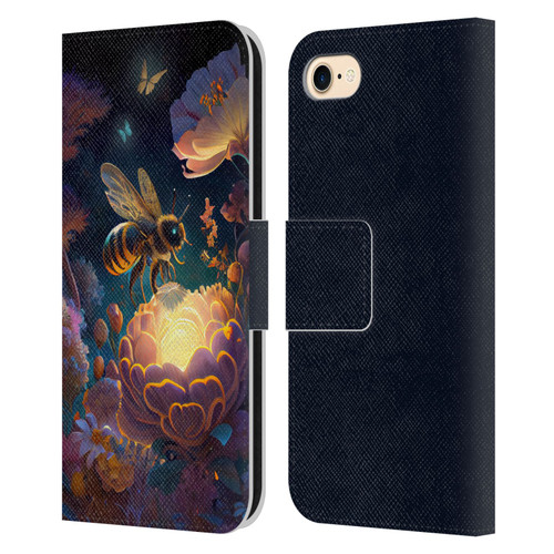 JK Stewart Art Bee Leather Book Wallet Case Cover For Apple iPhone 7 / 8 / SE 2020 & 2022