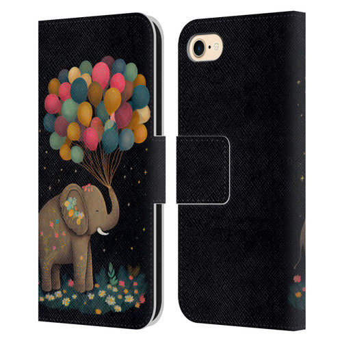JK Stewart Art Elephant Holding Balloon Leather Book Wallet Case Cover For Apple iPhone 7 / 8 / SE 2020 & 2022