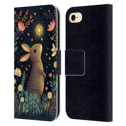 JK Stewart Art Rabbit Catching Falling Star Leather Book Wallet Case Cover For Apple iPhone 7 / 8 / SE 2020 & 2022