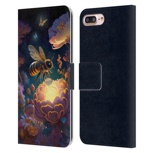 JK Stewart Art Bee Leather Book Wallet Case Cover For Apple iPhone 7 Plus / iPhone 8 Plus