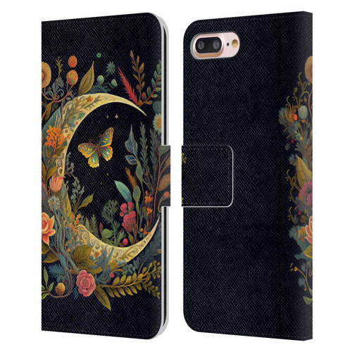 JK Stewart Art Crescent Moon Leather Book Wallet Case Cover For Apple iPhone 7 Plus / iPhone 8 Plus