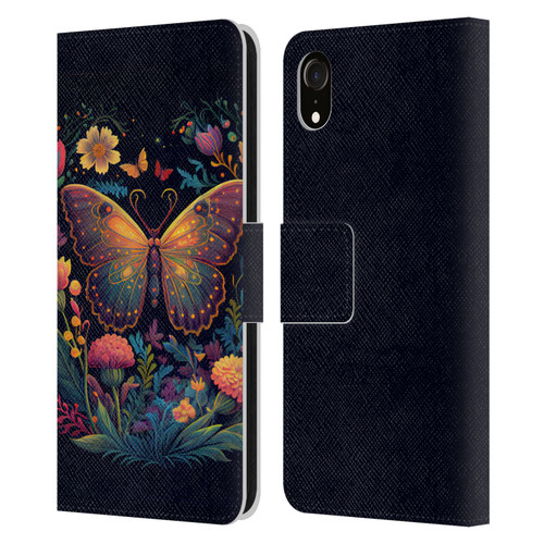JK Stewart Art Butterfly In Night Garden Leather Book Wallet Case Cover For Apple iPhone XR