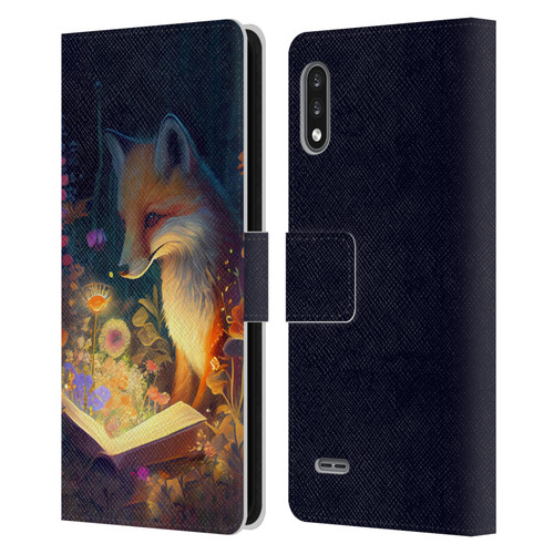 JK Stewart Art Fox Reading Leather Book Wallet Case Cover For LG K22
