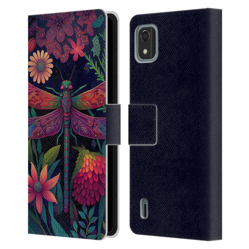 JK Stewart Art Dragonfly Purple Leather Book Wallet Case Cover For Nokia C2 2nd Edition