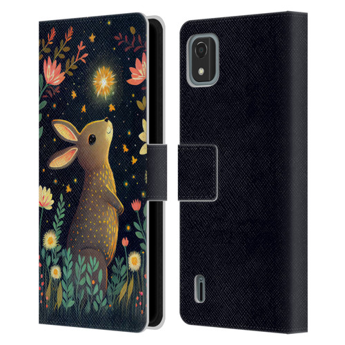 JK Stewart Art Rabbit Catching Falling Star Leather Book Wallet Case Cover For Nokia C2 2nd Edition