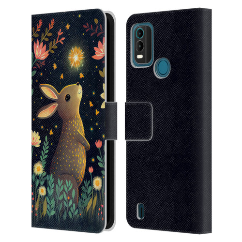 JK Stewart Art Rabbit Catching Falling Star Leather Book Wallet Case Cover For Nokia G11 Plus