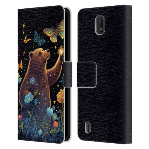 JK Stewart Art Bear Reaching Up Leather Book Wallet Case Cover For Nokia C01 Plus/C1 2nd Edition