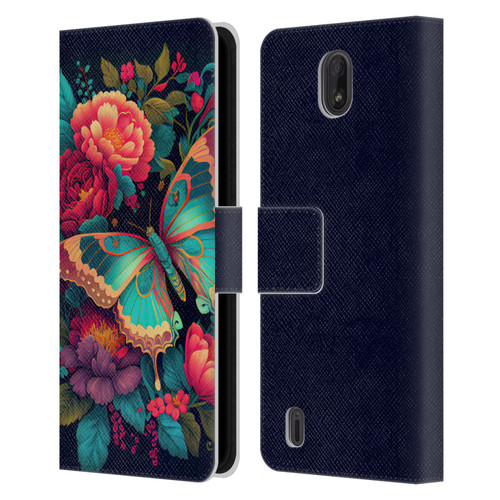 JK Stewart Art Butterfly And Flowers Leather Book Wallet Case Cover For Nokia C01 Plus/C1 2nd Edition