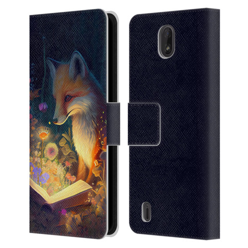 JK Stewart Art Fox Reading Leather Book Wallet Case Cover For Nokia C01 Plus/C1 2nd Edition