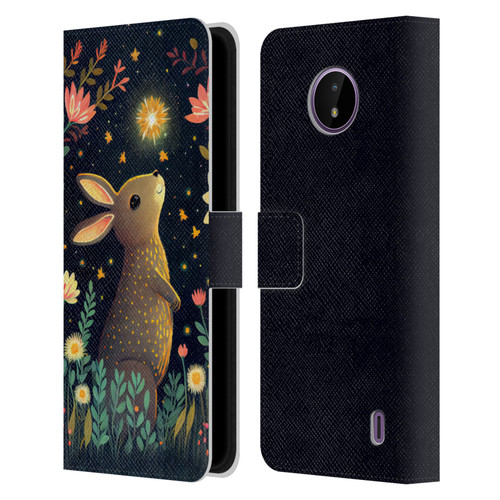 JK Stewart Art Rabbit Catching Falling Star Leather Book Wallet Case Cover For Nokia C10 / C20