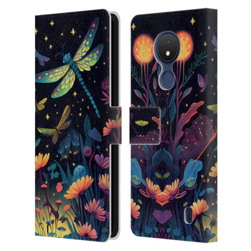 JK Stewart Art Dragonflies In Night Garden Leather Book Wallet Case Cover For Nokia C21