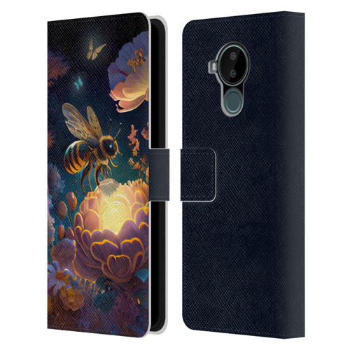 JK Stewart Art Bee Leather Book Wallet Case Cover For Nokia C30