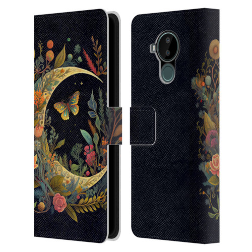 JK Stewart Art Crescent Moon Leather Book Wallet Case Cover For Nokia C30