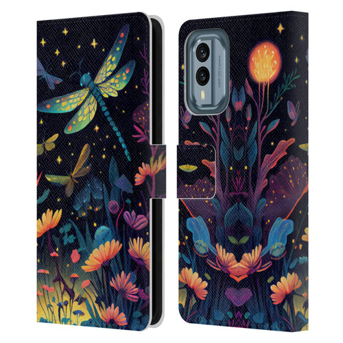 JK Stewart Art Dragonflies In Night Garden Leather Book Wallet Case Cover For Nokia X30