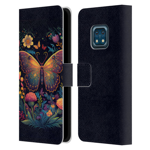 JK Stewart Art Butterfly In Night Garden Leather Book Wallet Case Cover For Nokia XR20