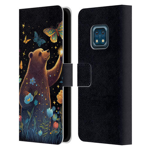 JK Stewart Art Bear Reaching Up Leather Book Wallet Case Cover For Nokia XR20