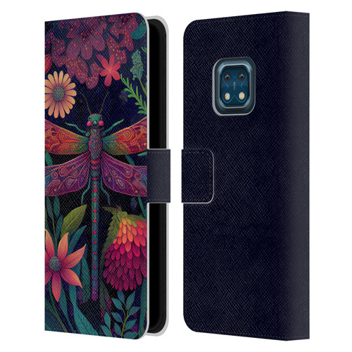 JK Stewart Art Dragonfly Purple Leather Book Wallet Case Cover For Nokia XR20