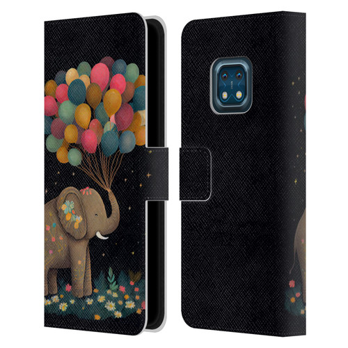 JK Stewart Art Elephant Holding Balloon Leather Book Wallet Case Cover For Nokia XR20