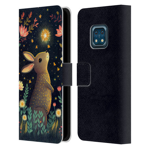 JK Stewart Art Rabbit Catching Falling Star Leather Book Wallet Case Cover For Nokia XR20