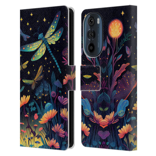 JK Stewart Art Dragonflies In Night Garden Leather Book Wallet Case Cover For Motorola Edge 30