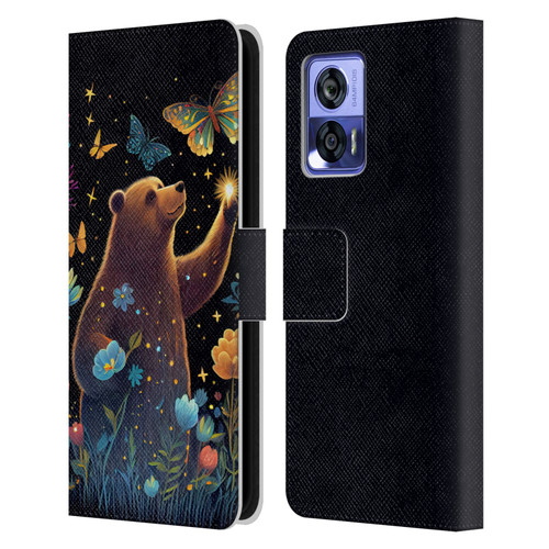 JK Stewart Art Bear Reaching Up Leather Book Wallet Case Cover For Motorola Edge 30 Neo 5G