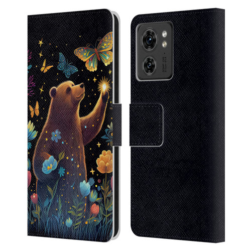 JK Stewart Art Bear Reaching Up Leather Book Wallet Case Cover For Motorola Moto Edge 40