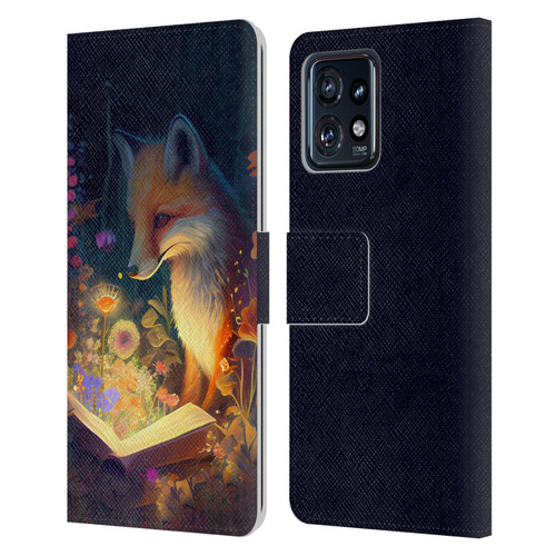 JK Stewart Art Fox Reading Leather Book Wallet Case Cover For Motorola Moto Edge 40 Pro