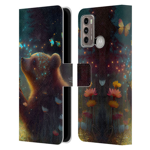 JK Stewart Art Bear Leather Book Wallet Case Cover For Motorola Moto G60 / Moto G40 Fusion